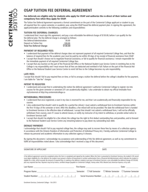OSAP Tuition Fee Deferral Agreement