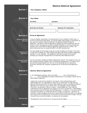 Elective Deferral Agreement