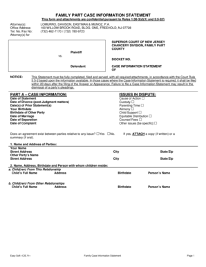 Family Case Information Statement