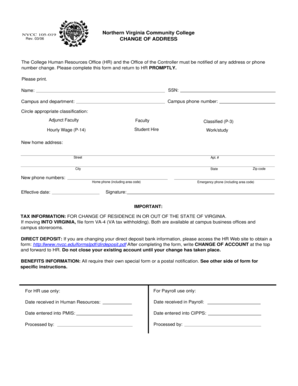 NVCC Change of Address Form