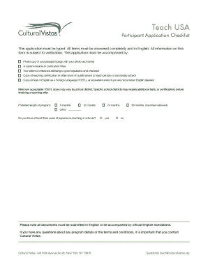 Teach USA Participant Application