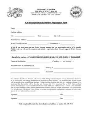 ACH Electronic Funds Transfer Registration Form