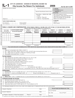 City of Lakewood Income Tax Return