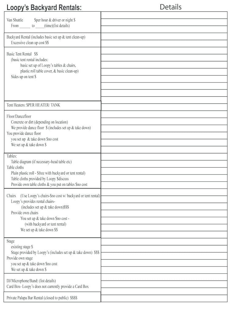 Fillable Online Rental Form... Fax Email Print - pdfFiller