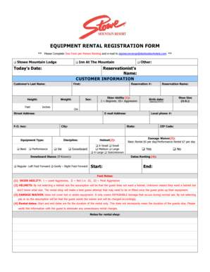 Equipment Rental Registration Form