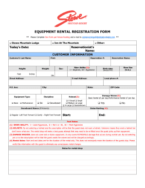 Equipment Rental Registration Form