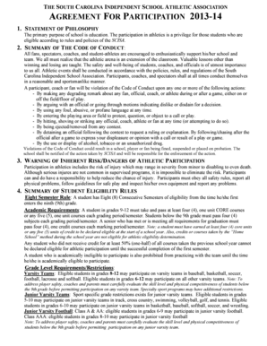 South Carolina Independent School Athletic Association Participation Agreement