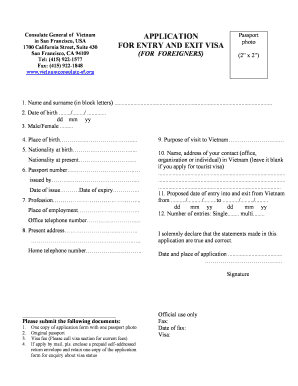 Vietnam Visa Application Form