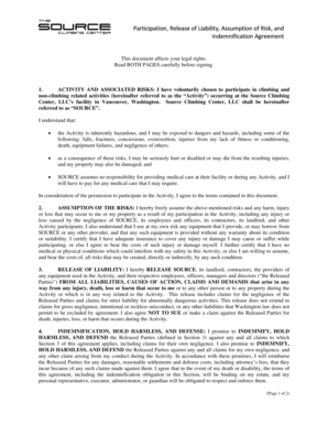 Source Climbing Center Participation and Liability Agreement