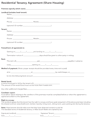 Residential Tenancy Agreement (Share Housing)