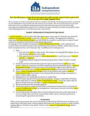 Independent Living Rental Agreement