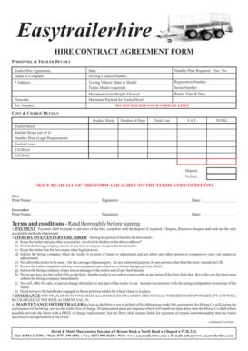 Trailer Hire Agreement Form