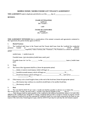 Mobile Home Tenancy Agreement