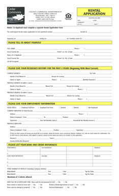 Cedar Commons Apartment Rental Application