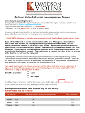 Davidson Violins Instrument Lease Agreement Request