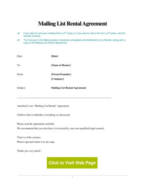 Mailing List Rental Agreement