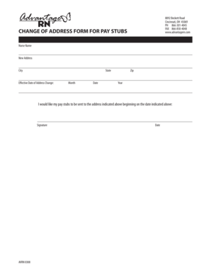 Change of Address Form for Pay Stubs