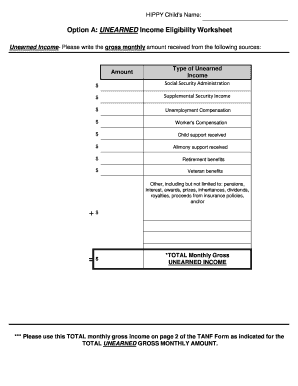 HIPPY Income Eligibility Worksheet