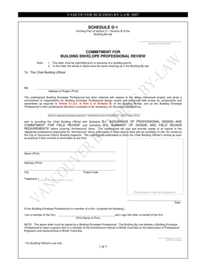 Vancouver Building Envelope Professional Commitment Form