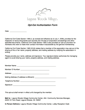 California Opt-Out Authorization Form