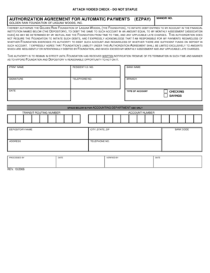 Authorization Agreement for Automatic Payments