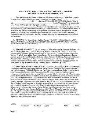 Addendum to Real Estate Purchase and Sale Agreement