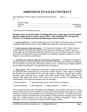 Addendum to Sales Contract