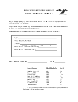 Ohio Employee Withholding Certificate