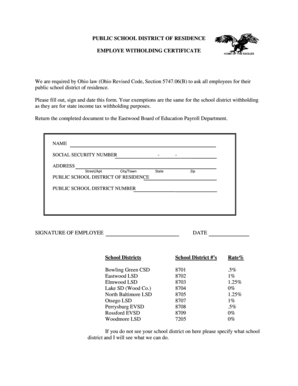 Ohio Employee Withholding Certificate