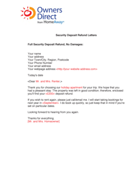 Security Deposit Refund Letter