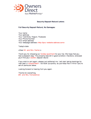 Security Deposit Refund Letter