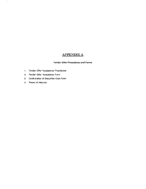 Tender Offer Acceptance Form