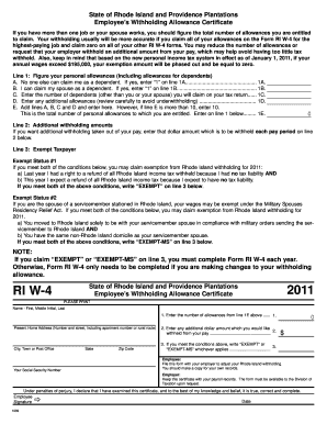 Rhode Island Employee’s Withholding Allowance Certificate