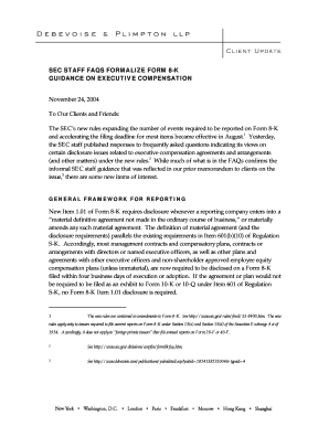 Fillable Online SEC STAFF FAQS FORMA LIZE FORM 8-K GUIDANCE ON EXECUTIV ...