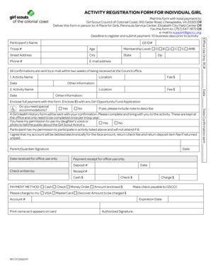 Girl Scout Activity Registration Form