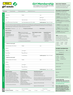 Girl Scout Membership Application