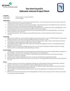 Girl Scout Council of Colonial Coast Patch Order Form