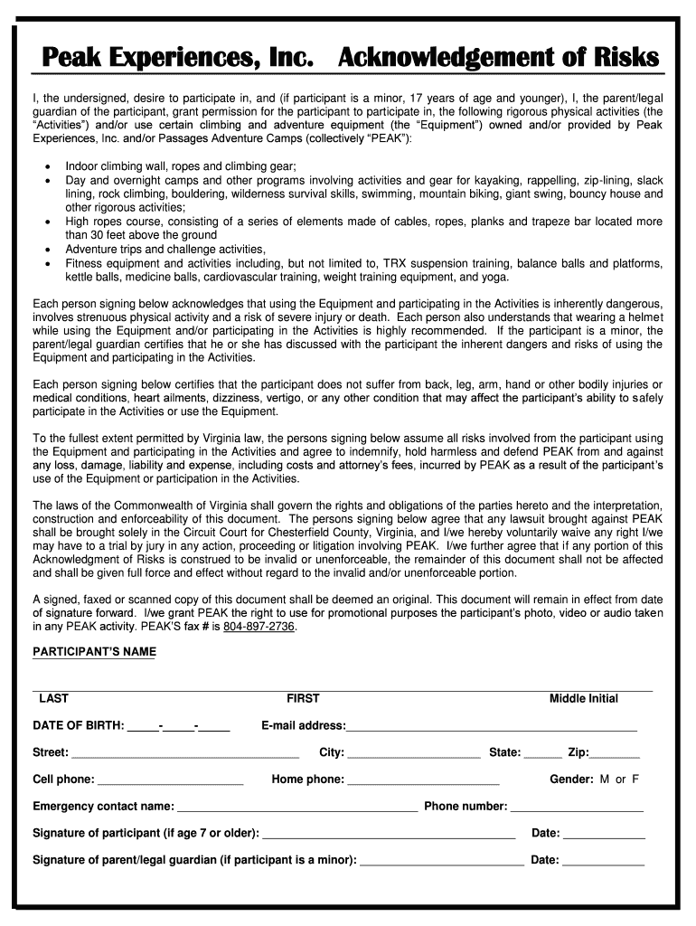 Fillable Online gsccc Ultimate Climbing Adventure Waiver - Skimino ...