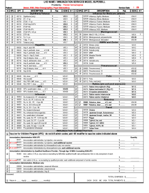 Immunization Services Model Superbill