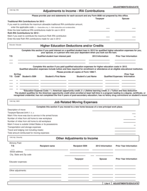IRA and Education Adjustments Form 1040 Adj