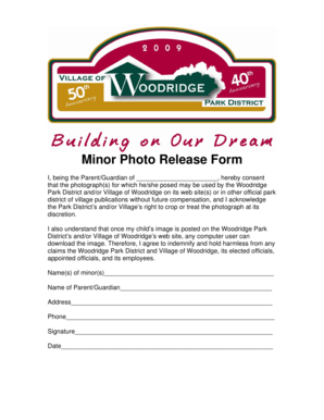 Minor Photo Release Form