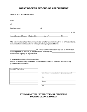 Agent Broker Record of Appointment