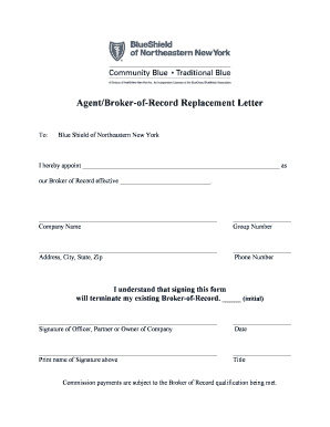 Broker of Record Replacement Letter