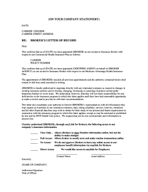 Broker’s Letter of Record