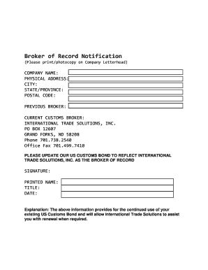 Broker of Record Notification