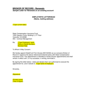 Broker of Record Renewal Letter