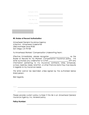 Broker of Record Authorization Letter