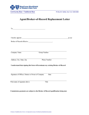 Agent Broker-of-Record Replacement Letter