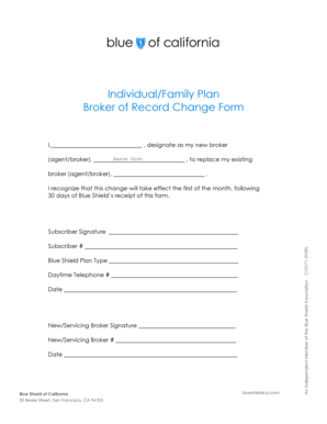Broker of Record Change Form