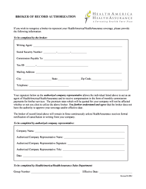 Broker of Record Authorization Form